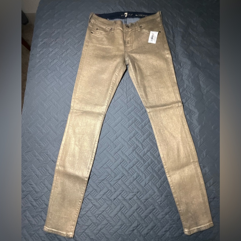 7 For All Mankind Shiny Gold Jeans